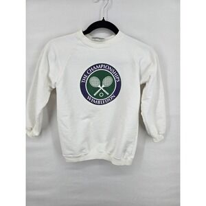 Vintage Wimbledon The Championships Kids Sweatshirt White Kent & Curwen Large
